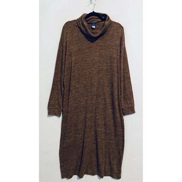Old Navy Sweater Dress Womens Large Brown Long Sleeve Turtleneck Shift Comfy - Picture 2 of 6